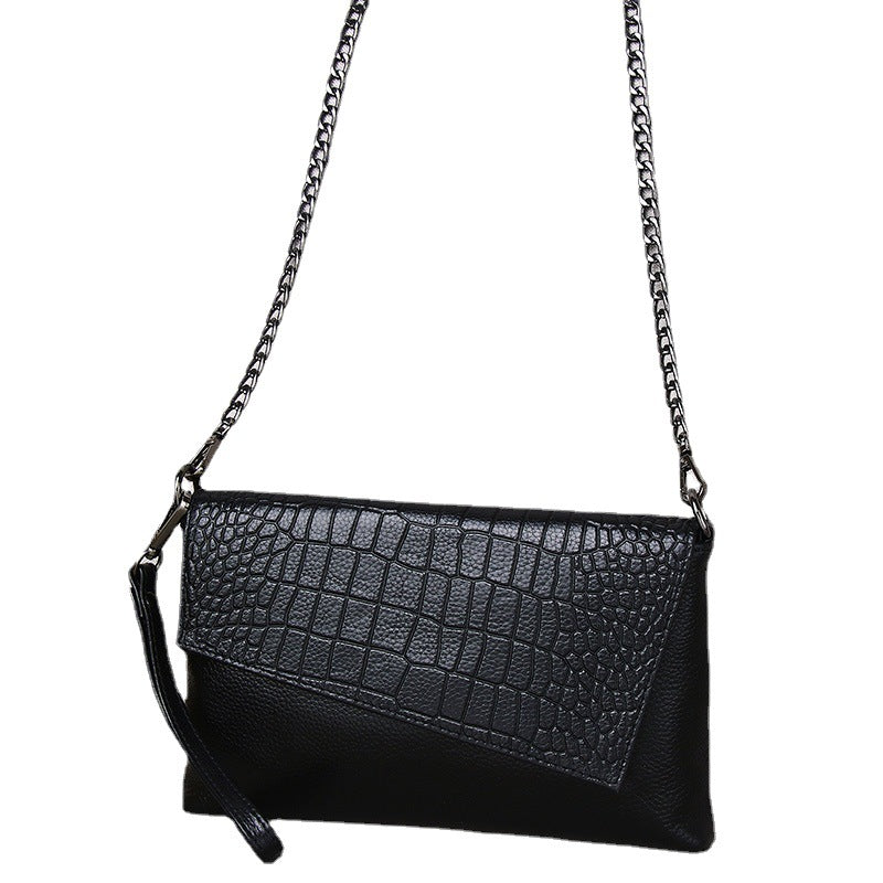 Women's Pattern Genuine Leather Fashionable Large Capacity Chain Women's Clutch