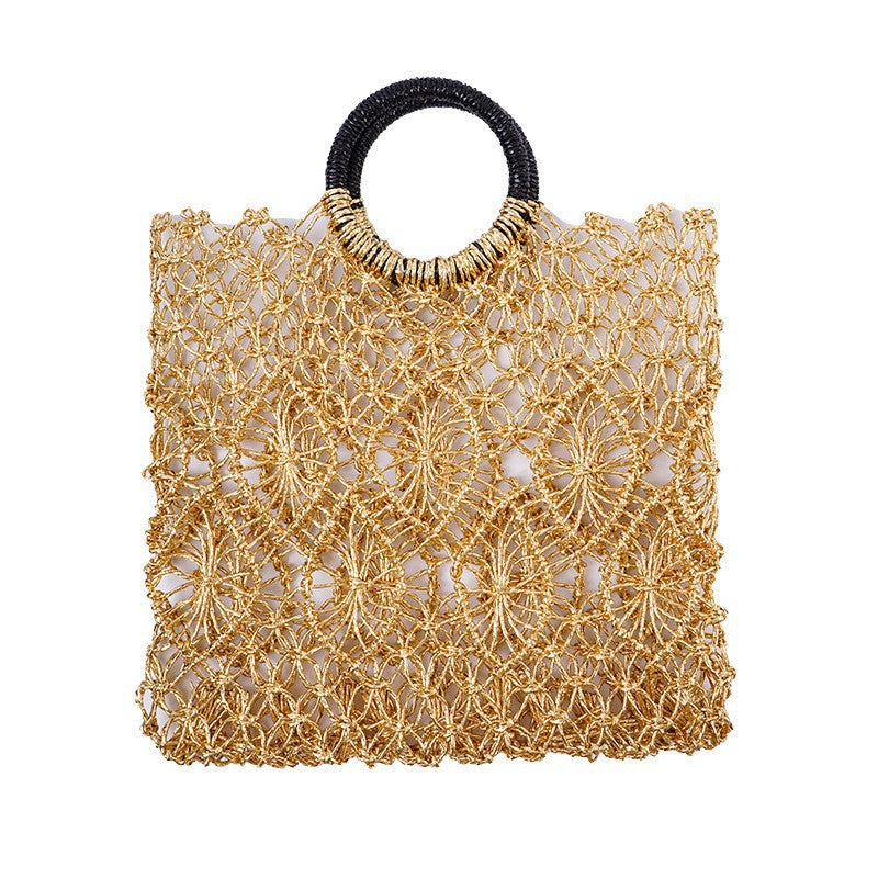 Women's Seaside Vacation Beach Woven Summer Hollow Large Women's Handbag