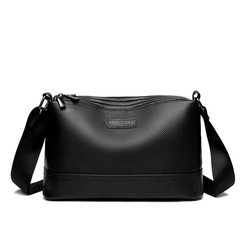 Men's Leather Triple Zipper Genuine Business Leisure Men's Bags
