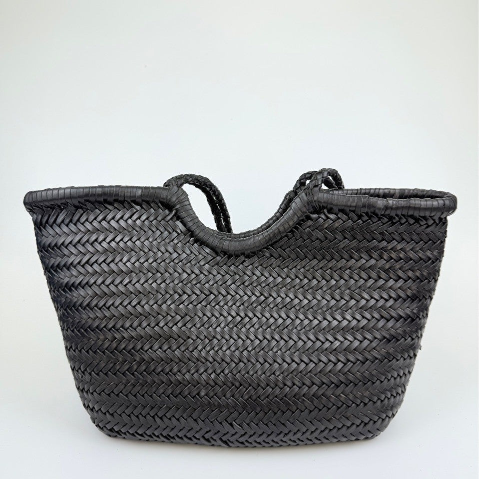 Women's First Layer Cowhide Curved Woven Genuine Leather French Vegetable Women's Shoulder Bag