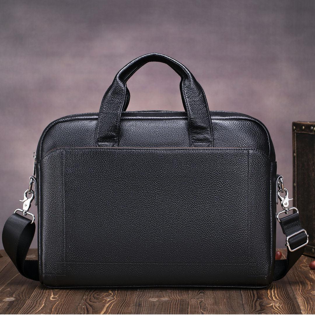 Men's Business Leather First Layer Cowhide Portable Laptop Bag