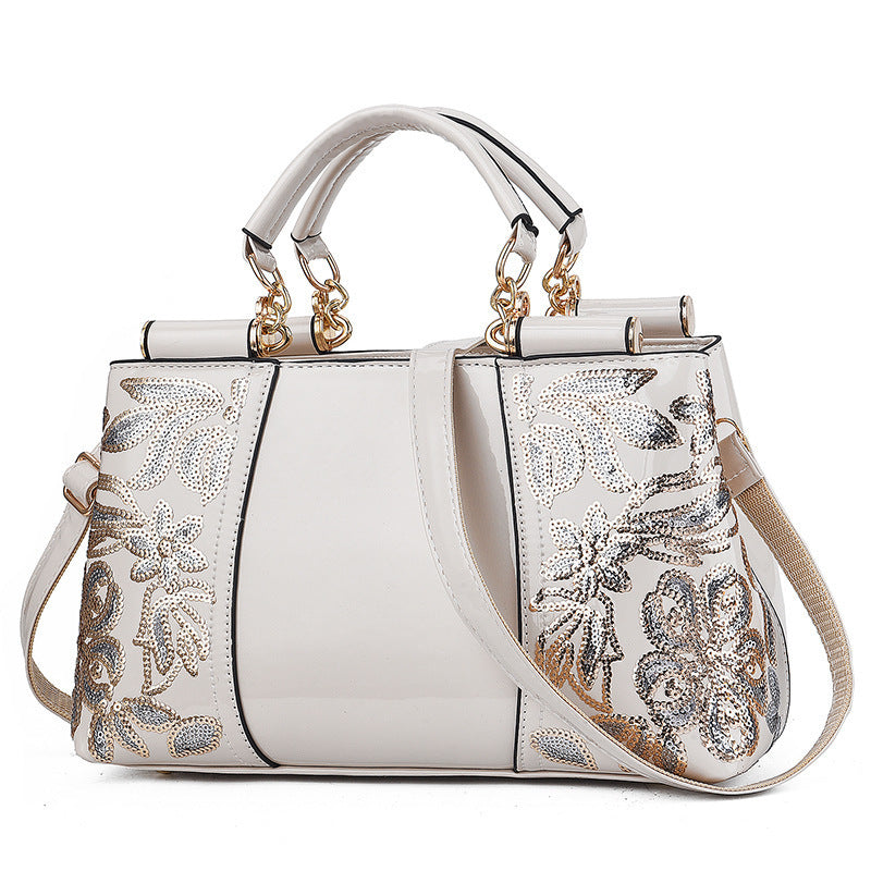 Women's Patent Leather Glossy Bride Wedding Portable Large Women's Handbag
