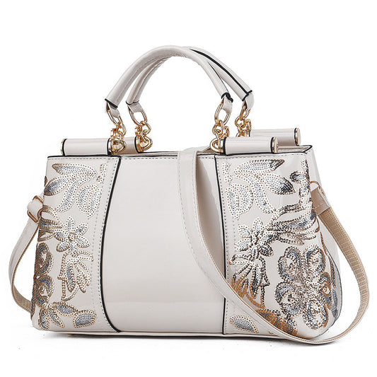 Women's Patent Leather Glossy Bride Wedding Portable Large Women's Handbag