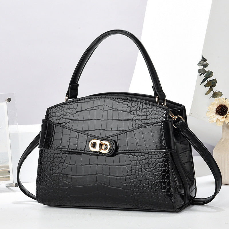 Women's Kelly Fashion Business Crocodile Pattern Large Women's Shoulder Bag