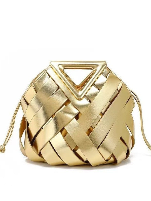 Women's Inverted Triangle Hollow Vegetable Basket Woven Women's Messenger Bag