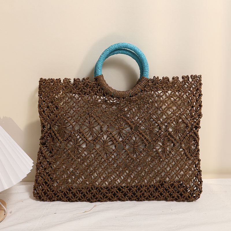 Hollow Pattern Woven Female Seaside Vacation Handle
