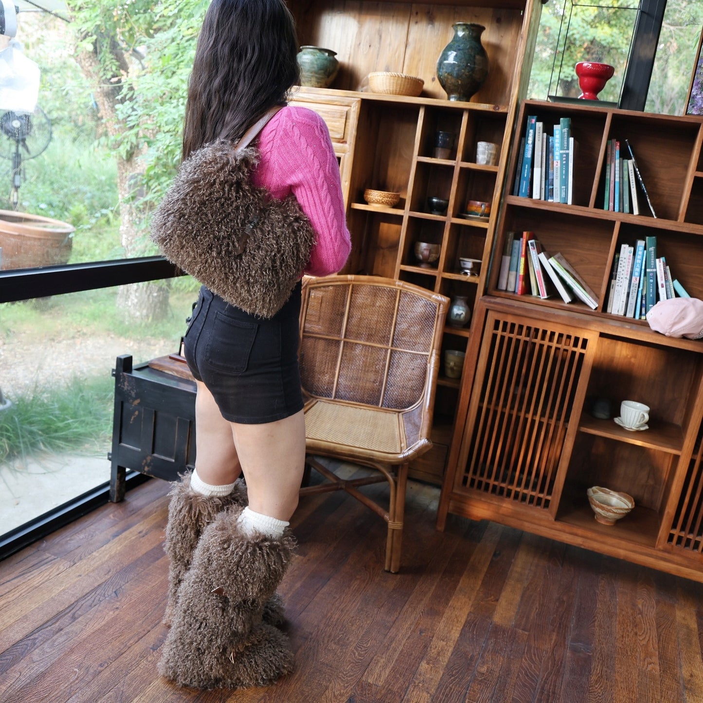 Imitated Tibet Sheep Fur Female Sweet Hot Women's Shoulder Bag