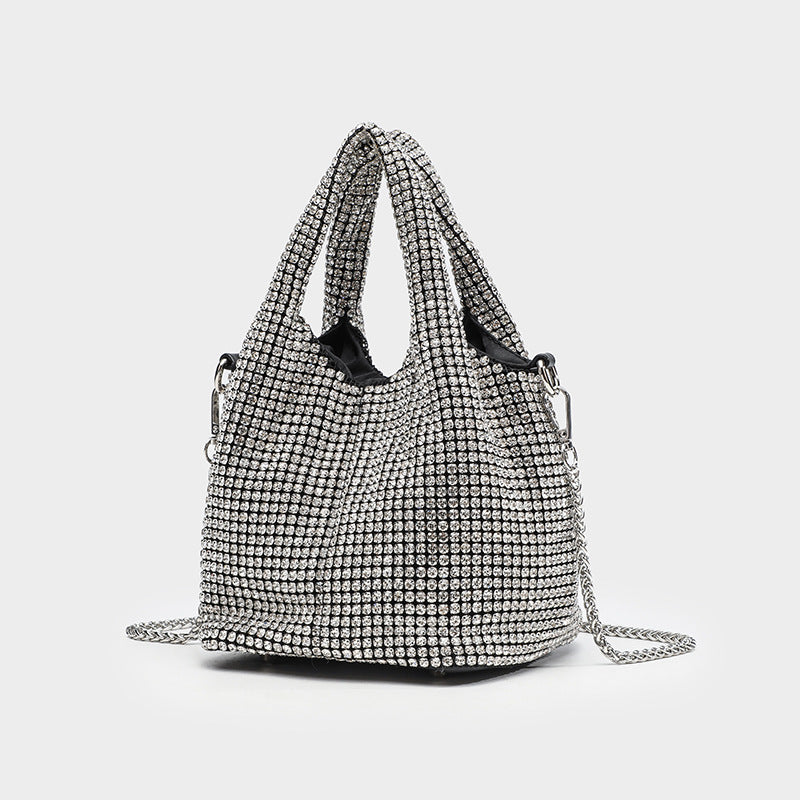 Women's Full Diamond Rhinestone Chain Shiny Portable Bucket Bags