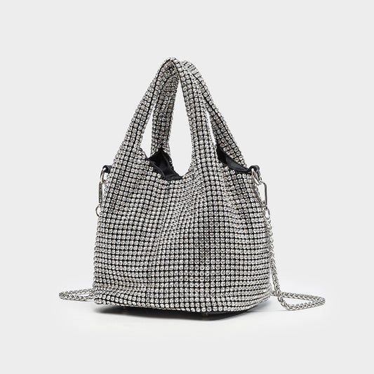 Women's Full Diamond Rhinestone Chain Shiny Portable Bucket Bags