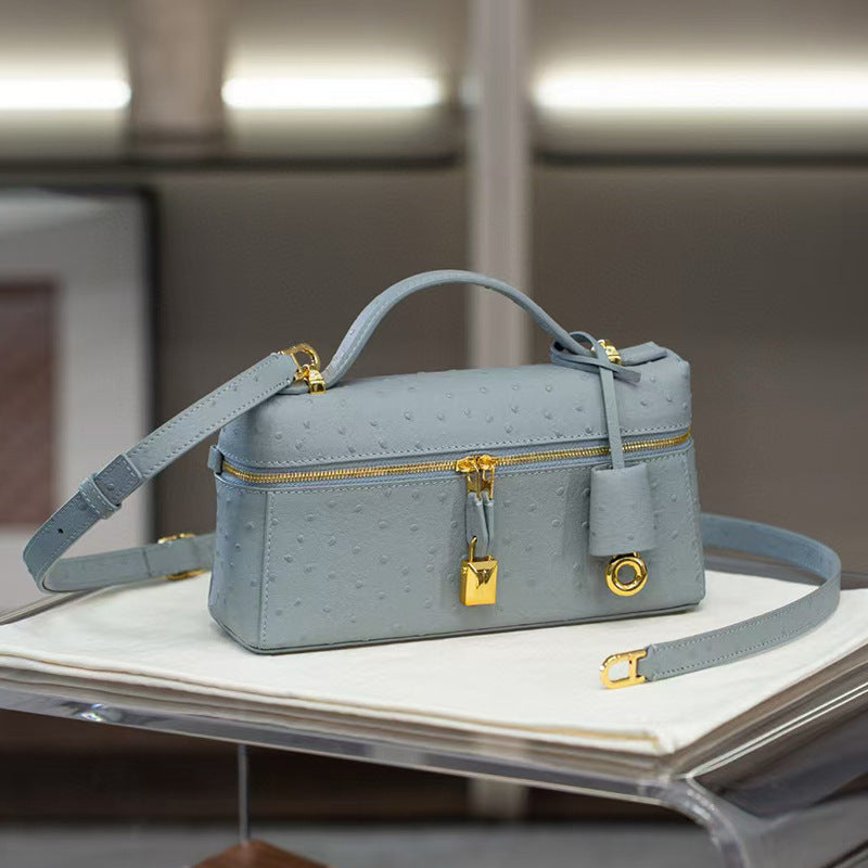 Women's Ostrich Grain Lunch Box Fashion Portable Women's Shoulder Bag