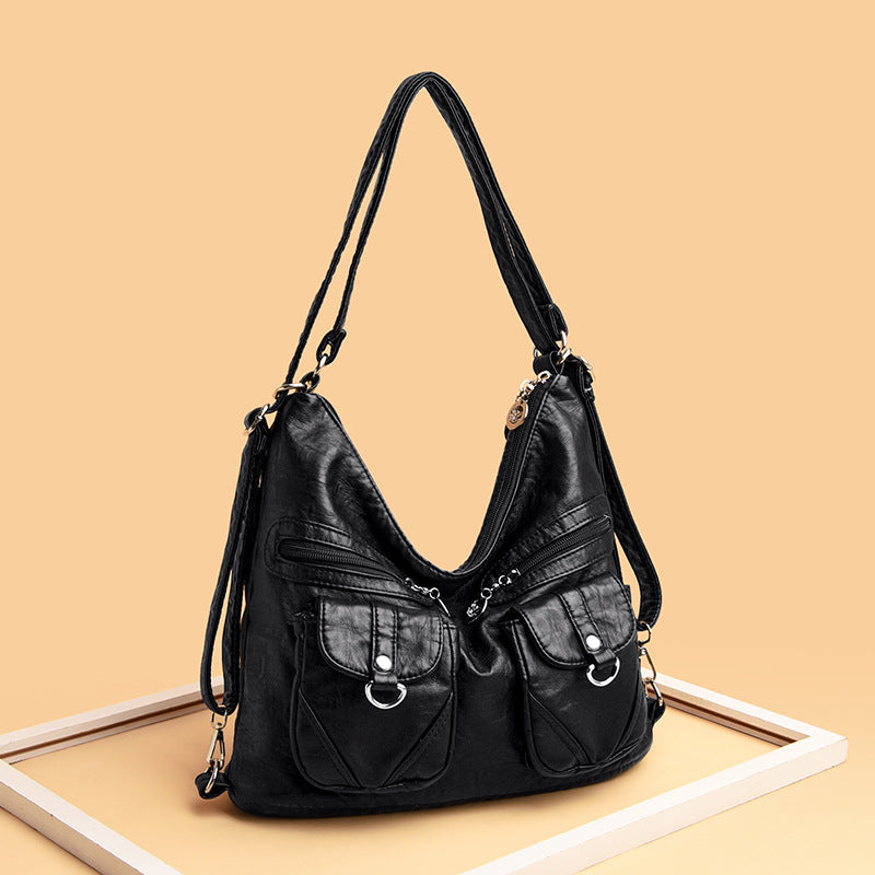 Women's Design Retro Large Capacity Washing Soft Shoulder Bags
