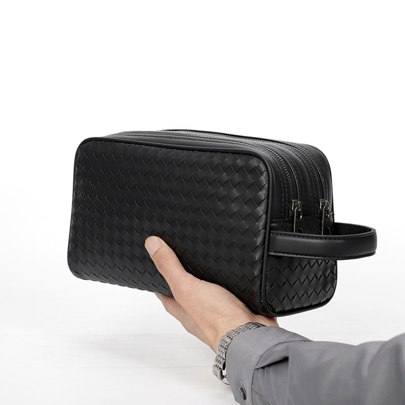 Men's Hand-woven Wash Double Layer Zipper Men's Clutch