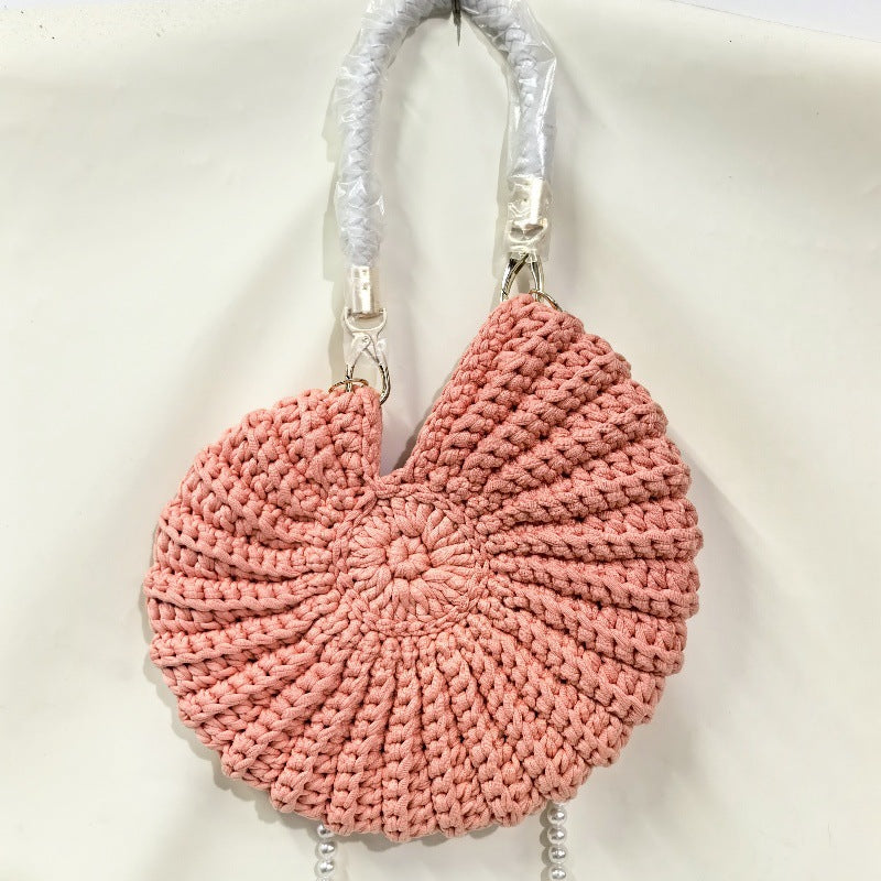 Woven Pearl Chain Candy Color Fashion Simple Conch Shell Women's Messenger Bag