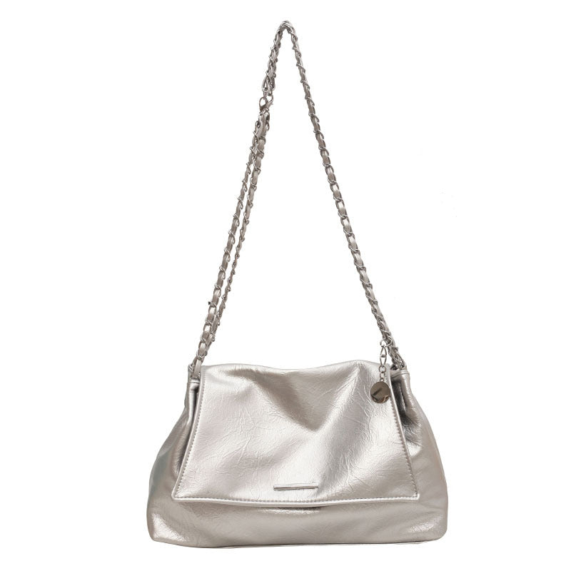 Women's Large Capacity Soft Leather Korean Style Fashion Commuter Idle Chain Women's Shoulder Bag