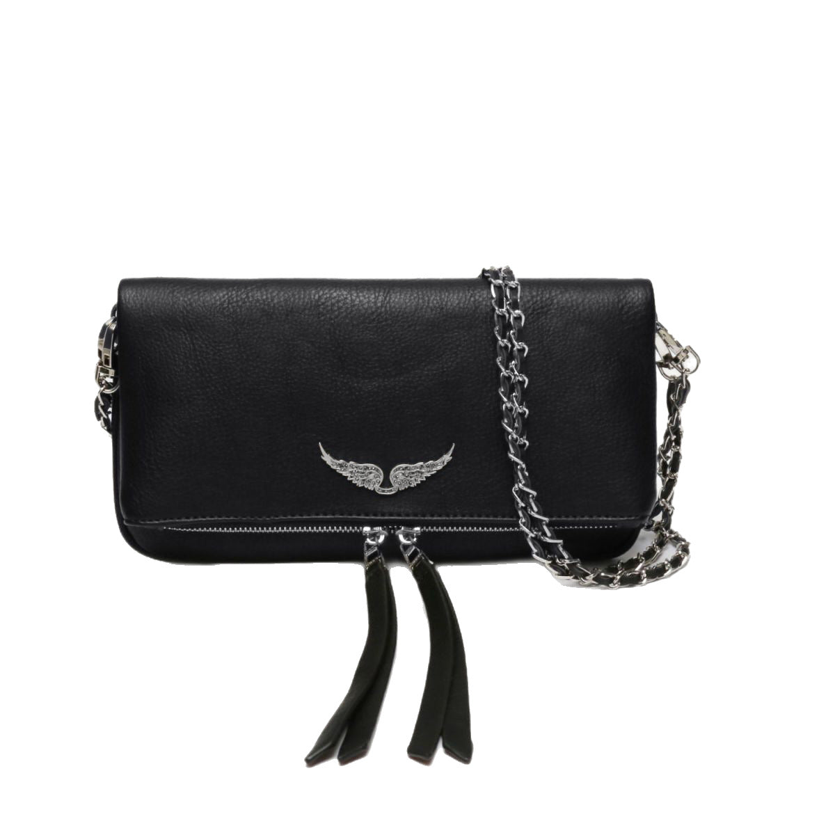 Women's Black Wings Chain Genuine Leather Bags