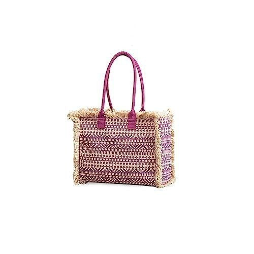 Women's Bohemian Vintage Zipper Large Capacity Canvas Tote Bag