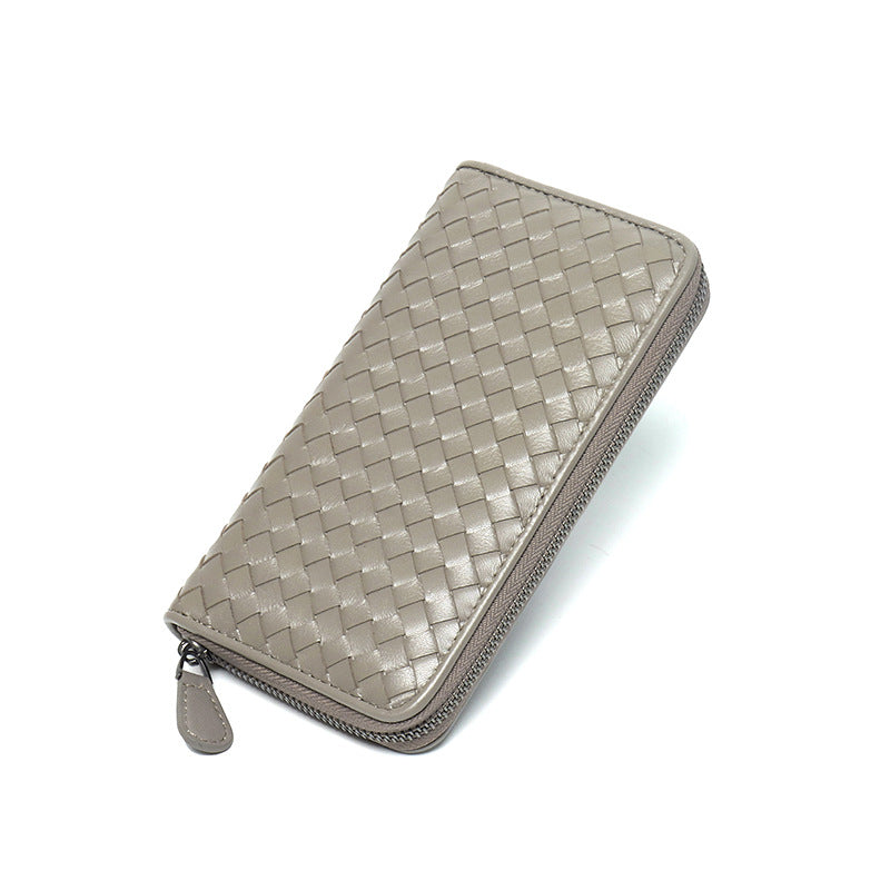 Women's & Men's Leather Korean Style Hand-woven Sheepskin Long Purses