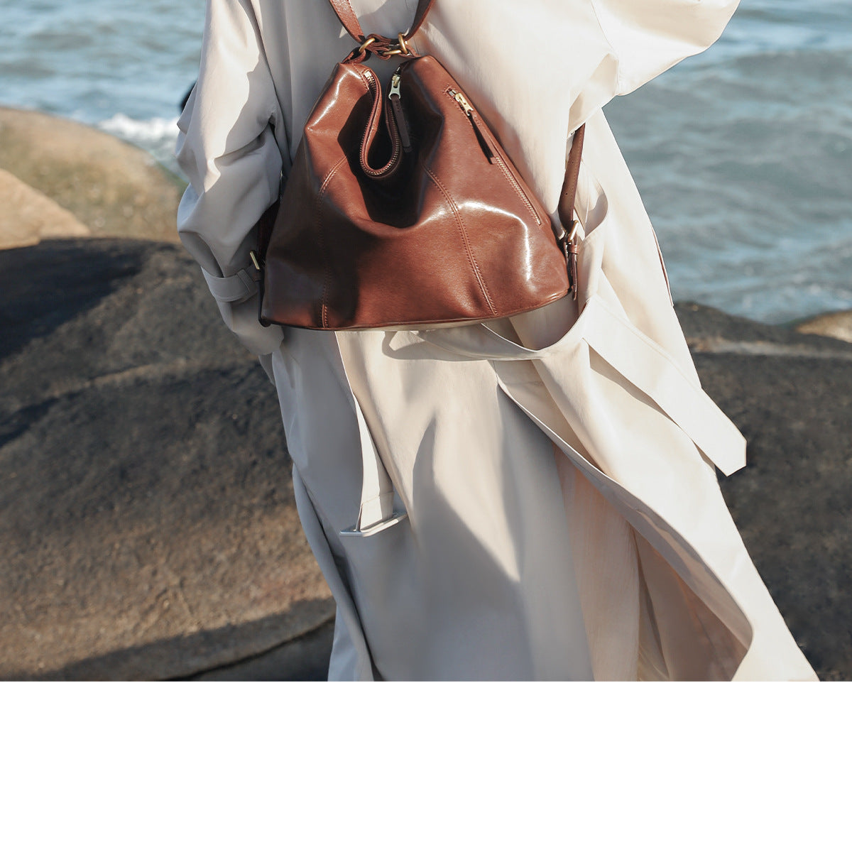 Women's Leather Large Capacity Simple Genuine Commuter Leisure Backpack