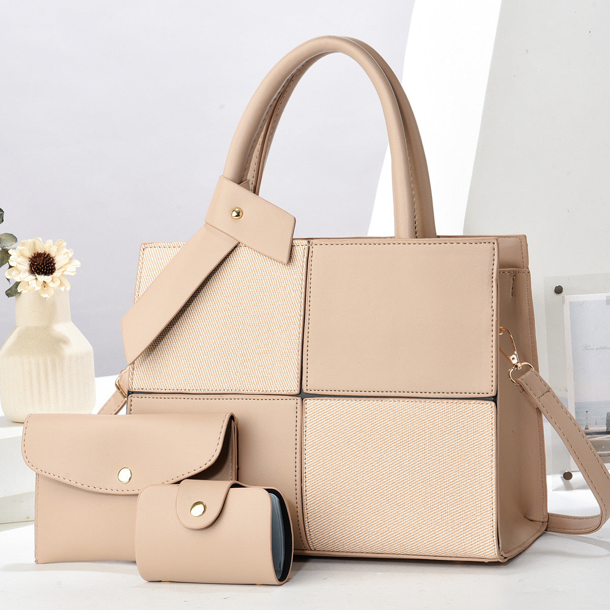 Stitching Large Capacity Shaping Retro Fashion High Sense Women's Shoulder Bag