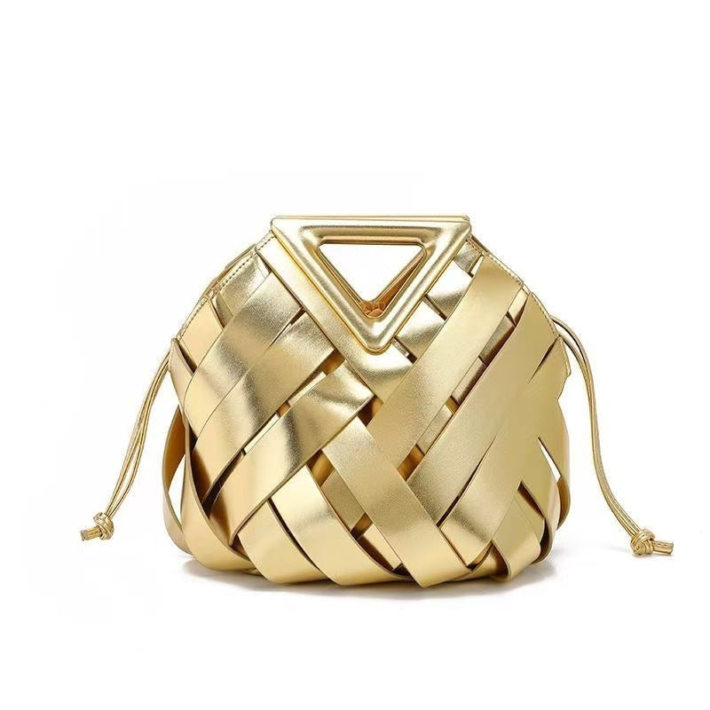 Women's Inverted Triangle Portable Vegetable Basket Hand Drawstring Women's Messenger Bag