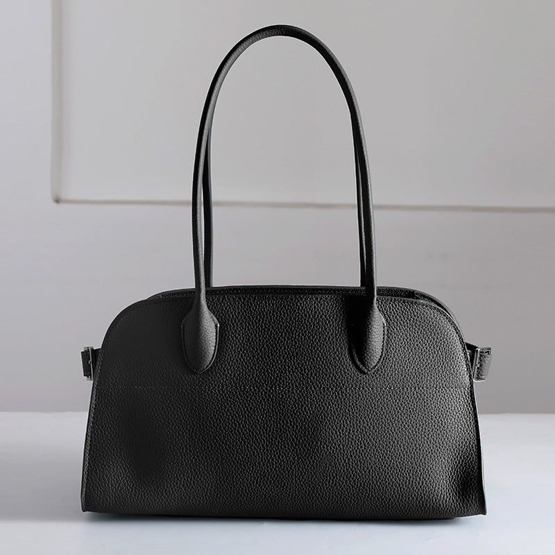 First Layer Cowhide Real Lychee Pattern Women's Handbag
