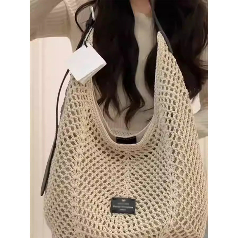 Women's Woven Large Capacity Korean Style Niche Bags