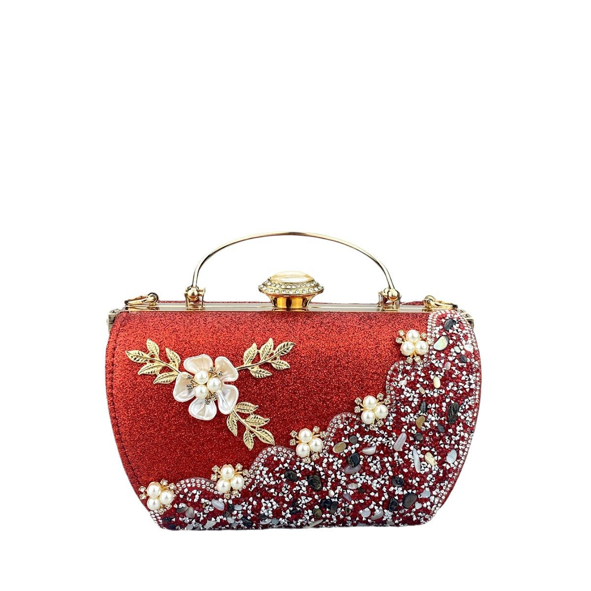 Women's Princess Hardware Diamond Floral Decorations Party Dress Elegant Dinner Bag