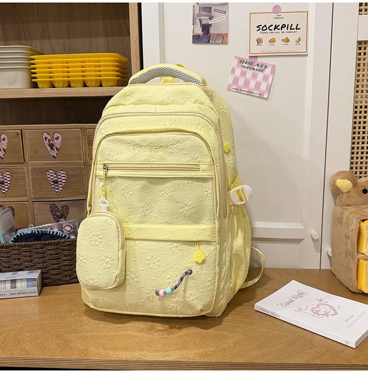 Gentle Candy Color Texture Junior Lightweight Commuter Leisure Backpack