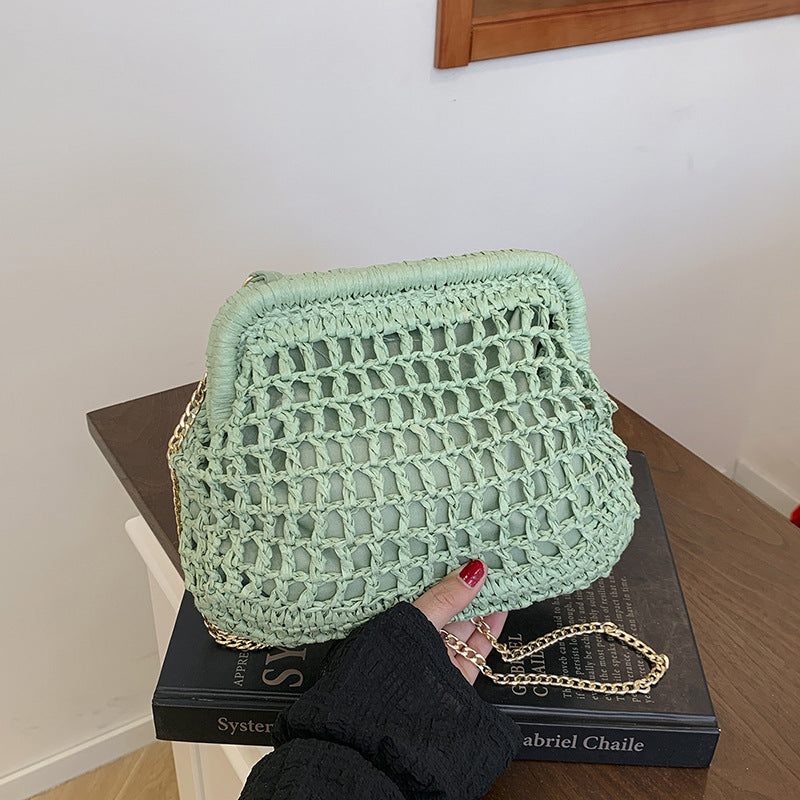 Women's Design Straw Fashion Woven Clip Holiday Bags