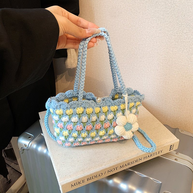 Fresh Tulip Mobile Wool Crocheted Gentle Sunflower Phone Bags