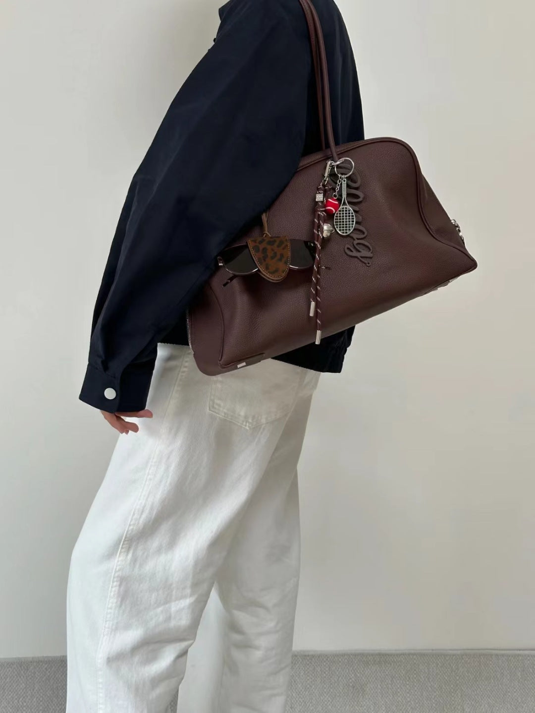 Women's Capacity Bowling Genuine Leather Underarm Boston Women's Shoulder Bag