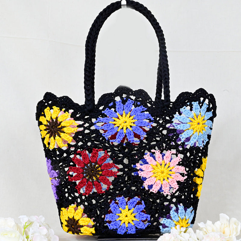 Women's Mini Oval Patchwork Hand-woven Crocheted Cotton Soft Women's Handbag