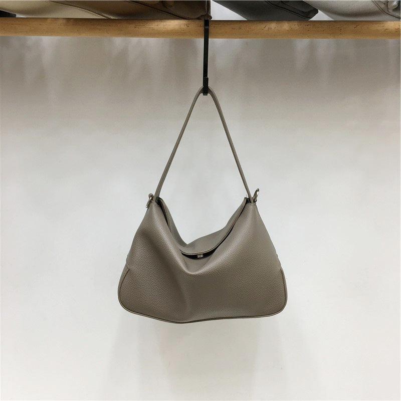 Cabinet Niche Retro Lychee Pattern Soft Leather Simple Women's Handbag