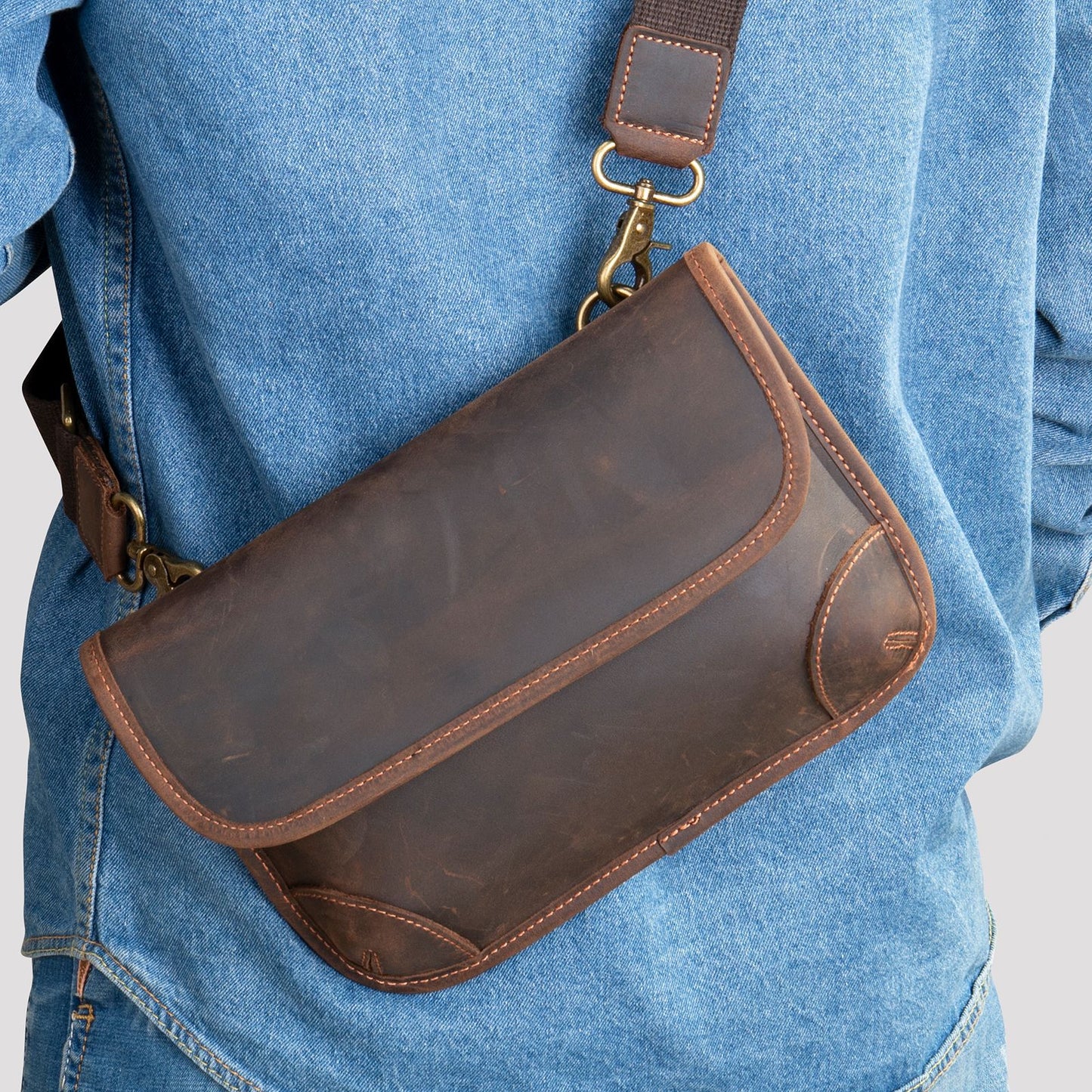 Men's Leather Fashion Crazy Horse First Layer Cowhide Men's Shoulder Bag