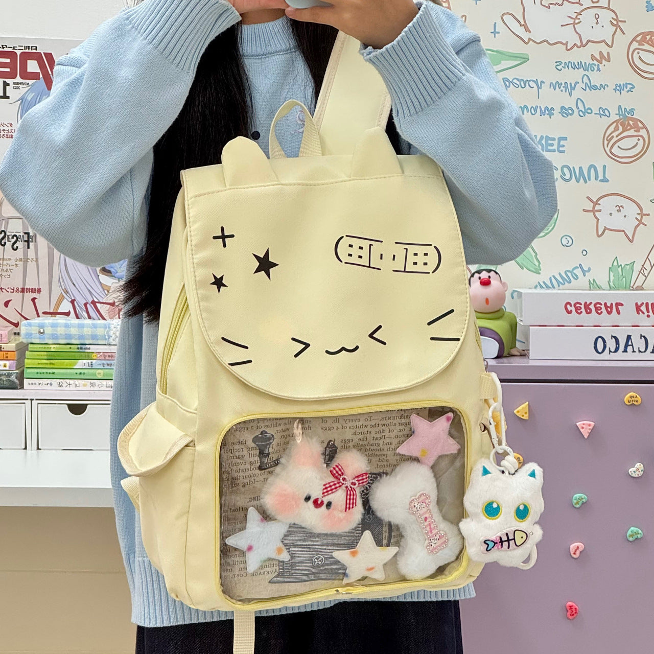 Women's Style Cartoon Cute Kitten Large Capacity Bags