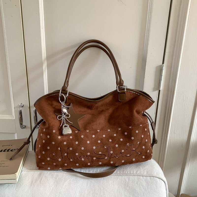 Women's Style Retro Contrast Color Winter Large Capacity Relaxed Feeling Good-looking Women's Shoulder Bag