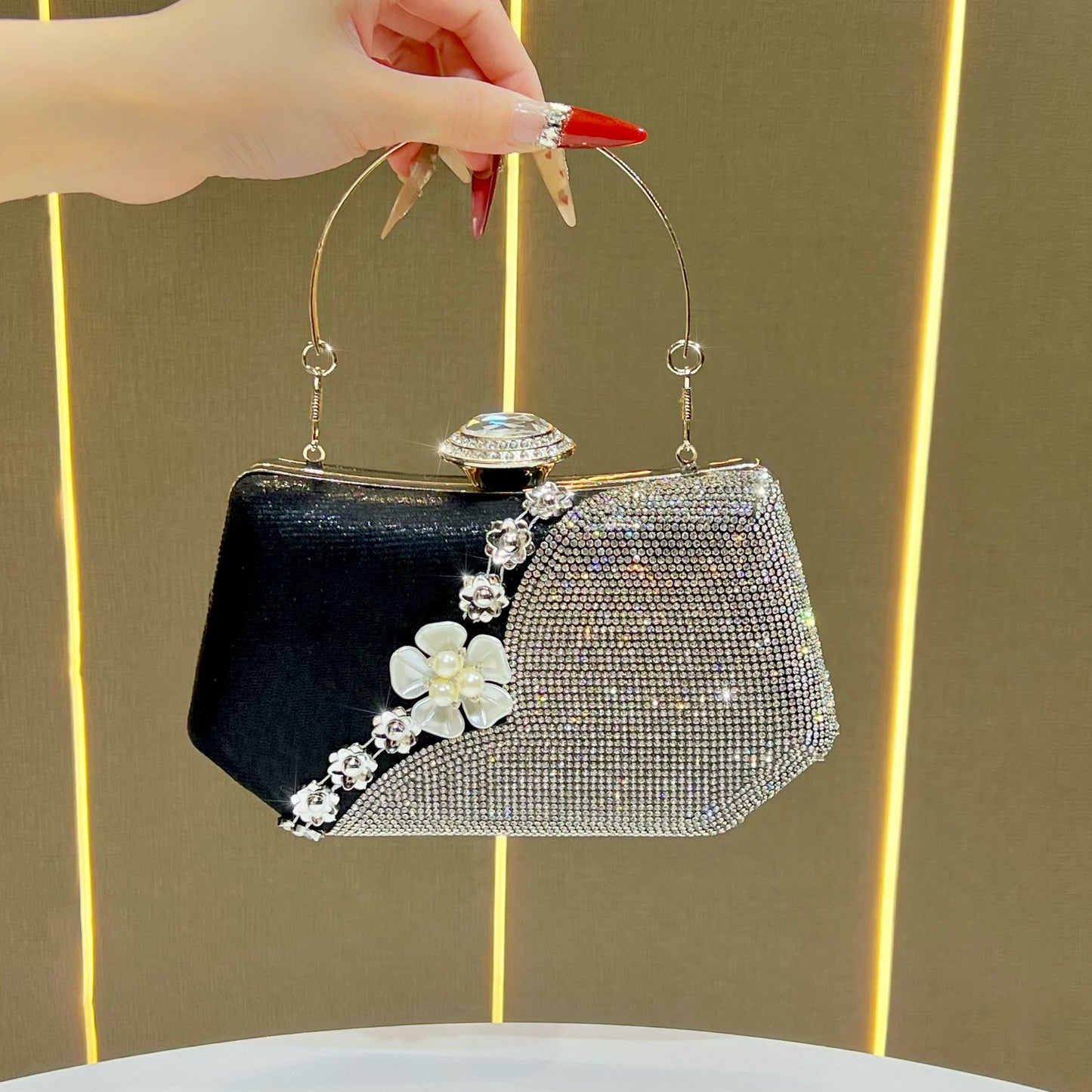 Clutch Niche Flower Rhinestone Banquet Light Dinner Bag