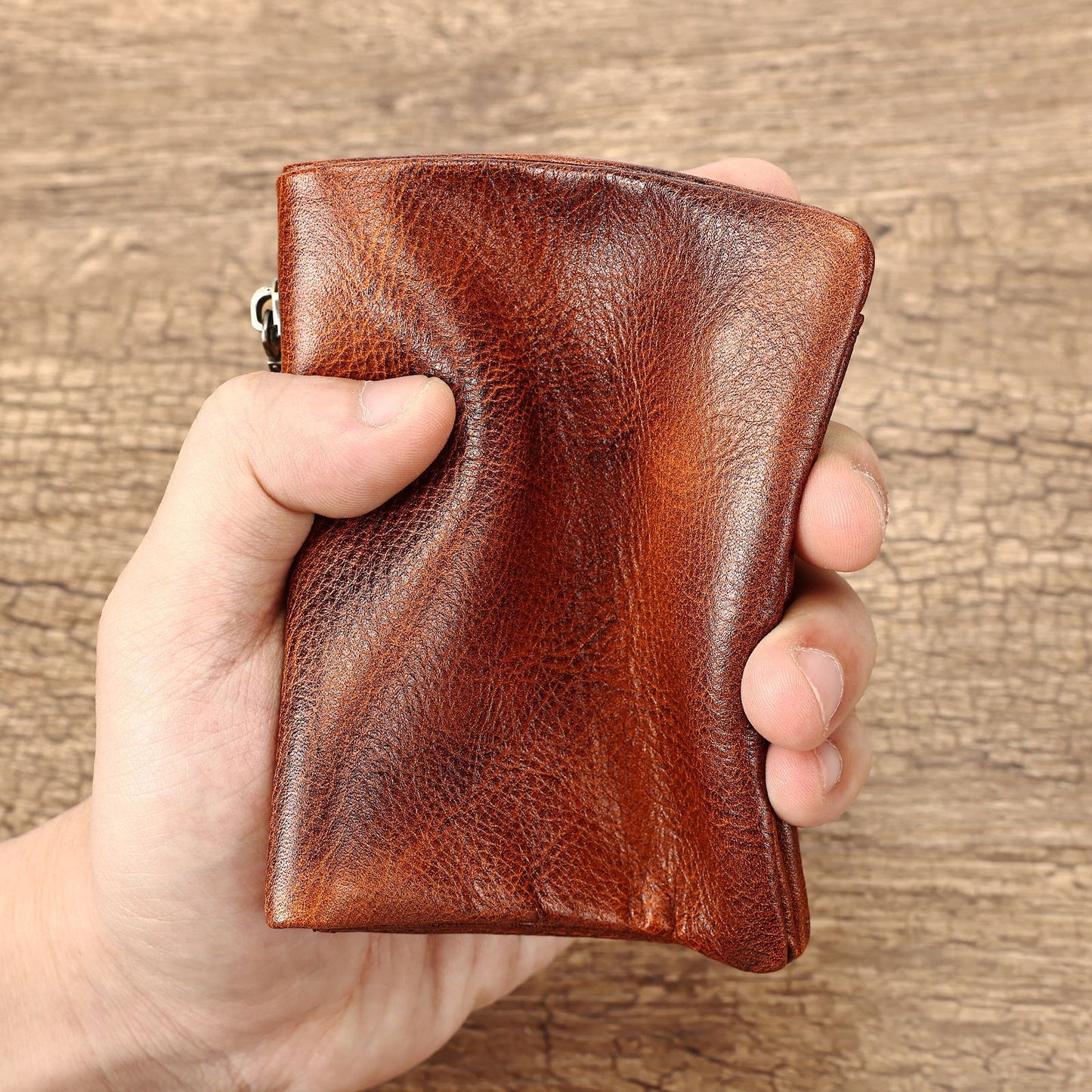 Men's Leather Vertical Short Advanced Sense Brushed Men's Wallet