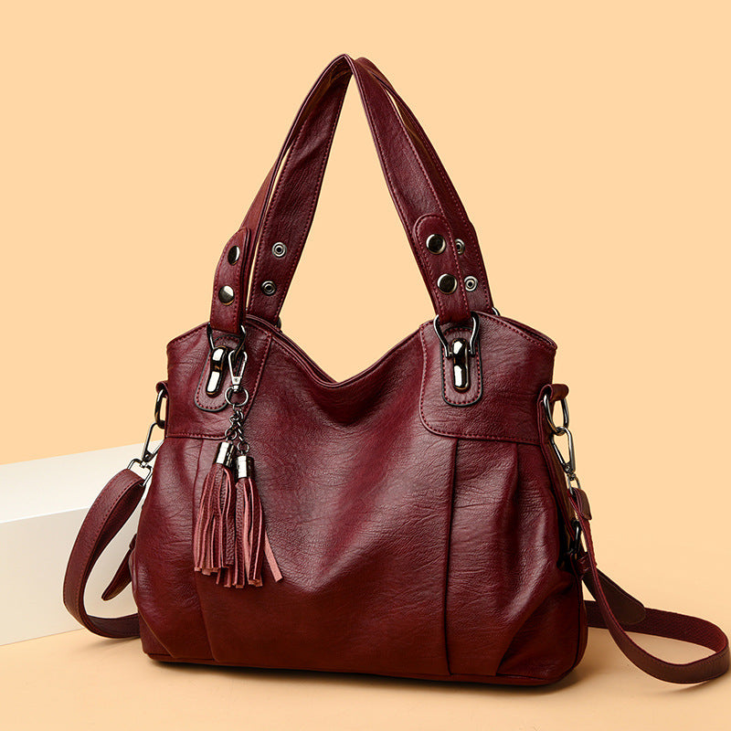 Women's Classic Washed Sheepskin Tassel Texture Good Women's Messenger Bag