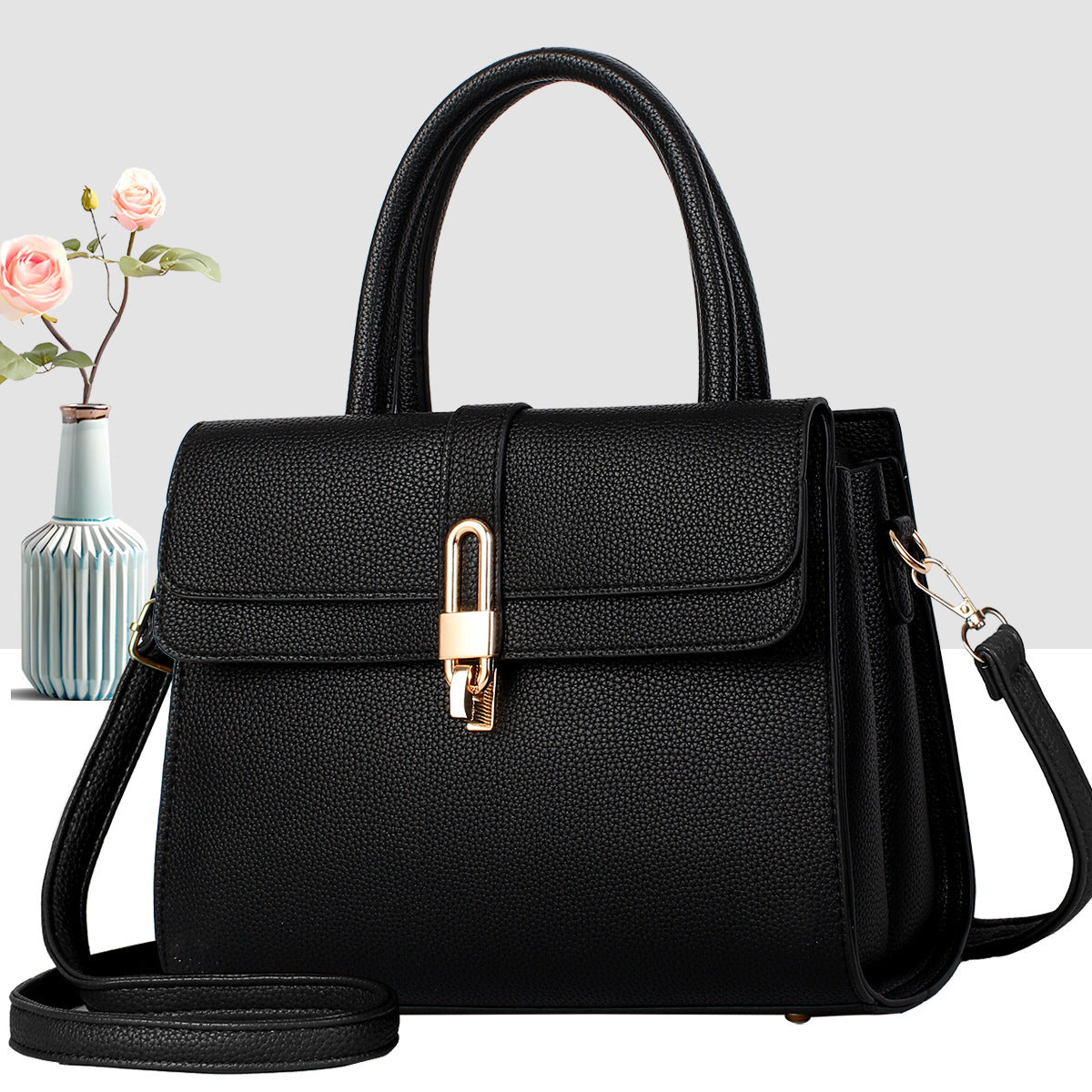 Women's High-grade Stitching Portable Light Luxury Lychee Bags