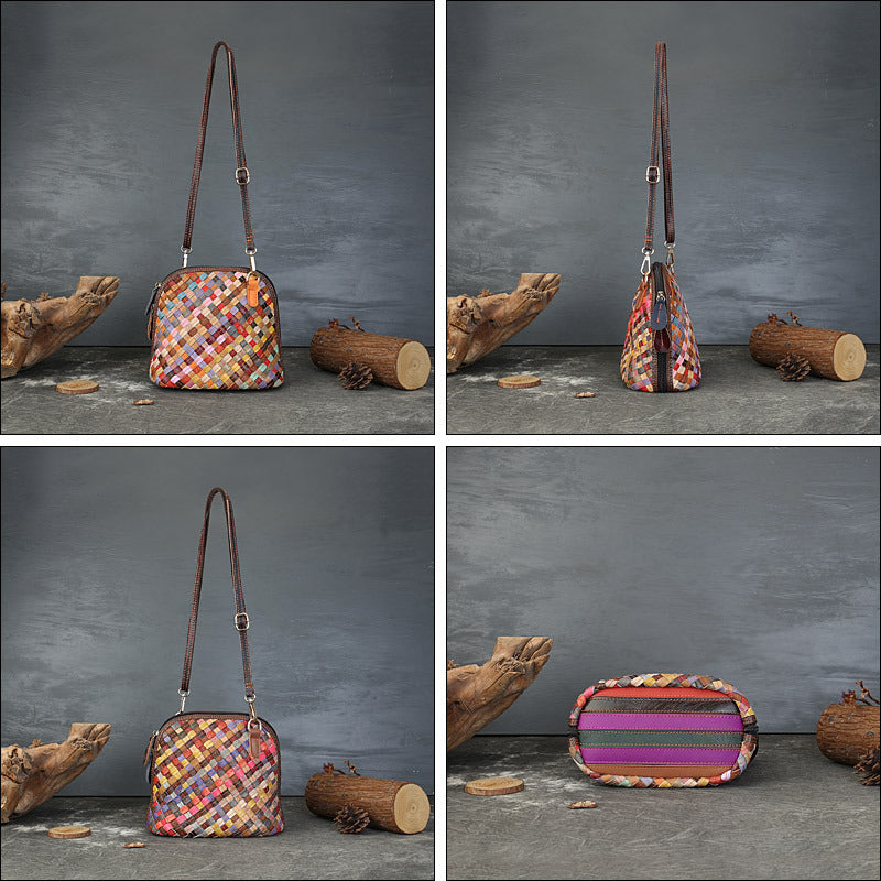 Women's Cowhide Hand-woven Leather Color Woven Fashionable Bags