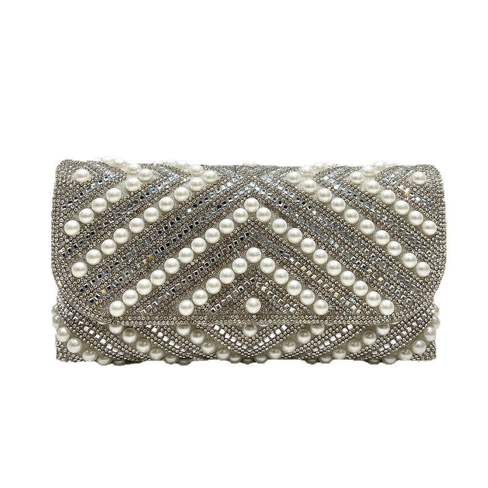 Women's Glitter Beaded Decoration Envelope Gorgeous Fashionable Elegant Dinner Bag