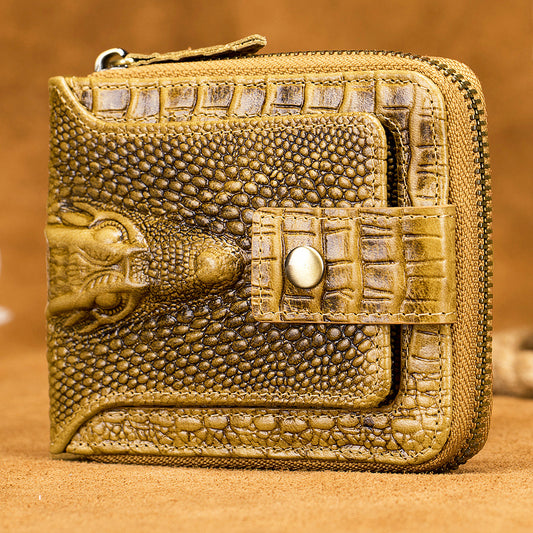Men's Pattern Cowhide First Layer Short Multiple Slots Men's Wallet