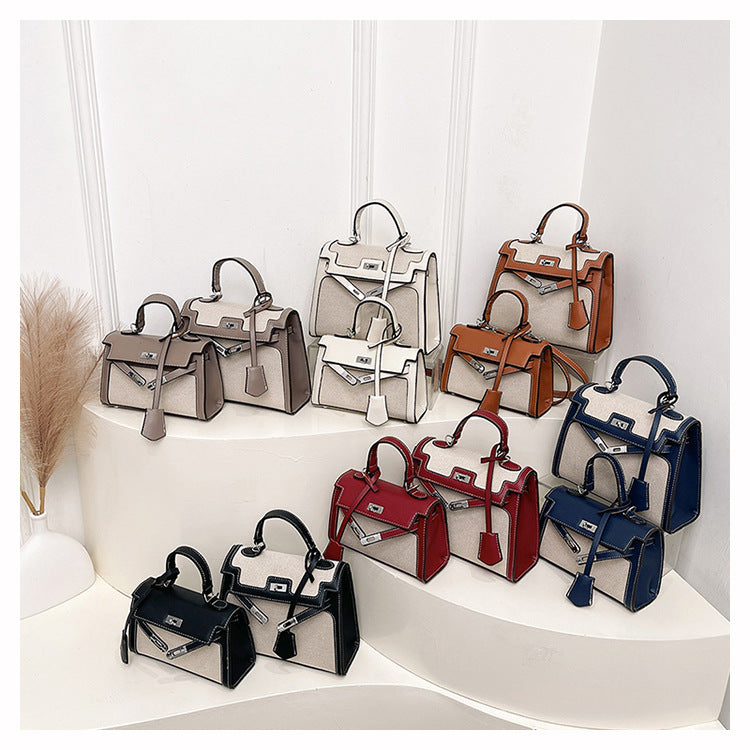 Women's High-grade Retro Portable Kelly Linen Stitching Women's Handbag