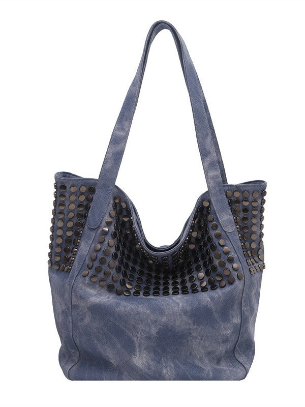 Korean Style Large Capacity Totes Rivet Simple Versatile Bucket Bags