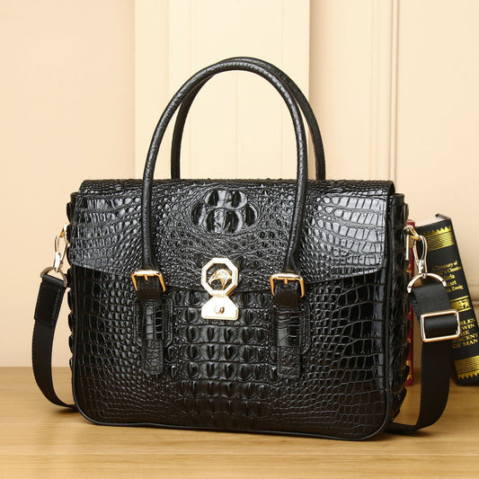 Men's Alligator Print Simple Business Computer Handbags