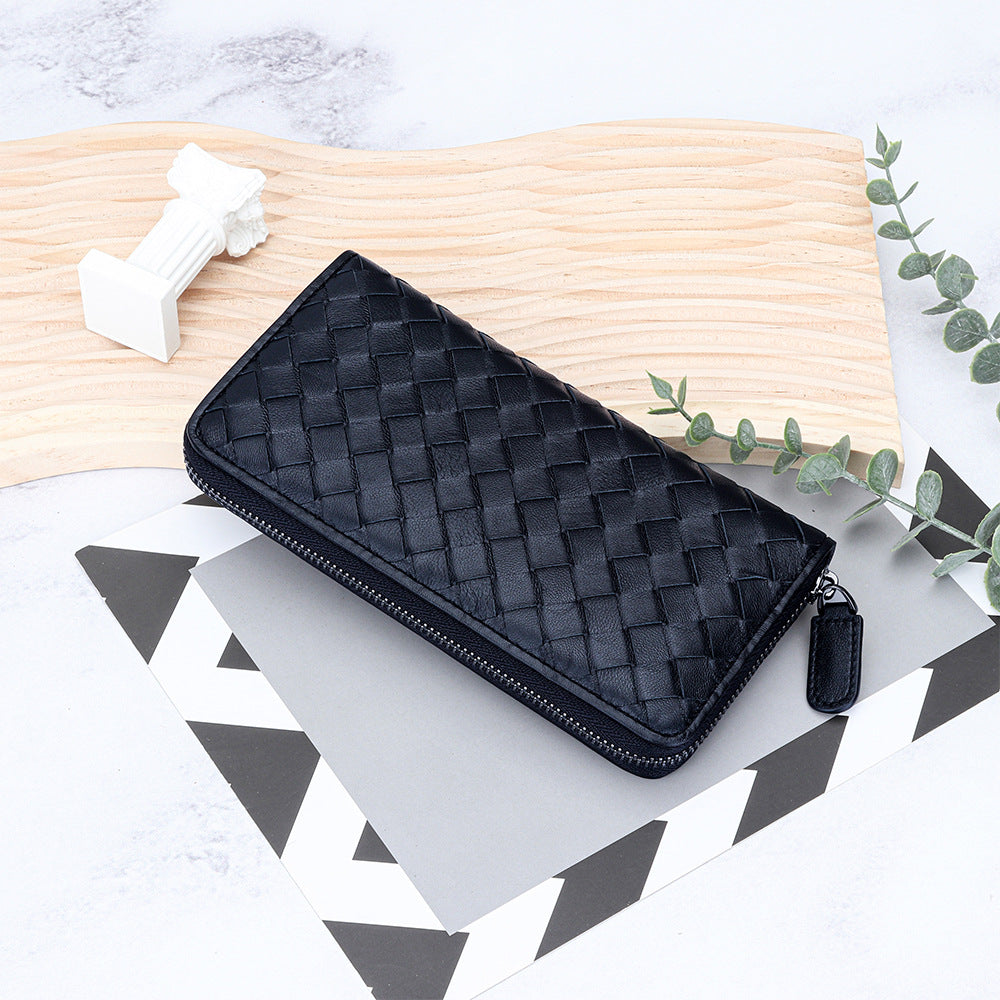 Women's Genuine Leather Long Large Capacity Multiple Slots Zipper Bags