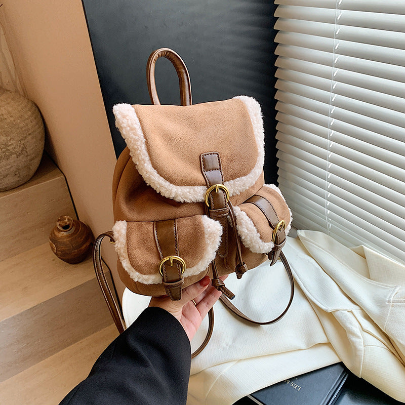 Fashionable Vintage Lamb Wool Veet Niche Advanced Women's Messenger Bag