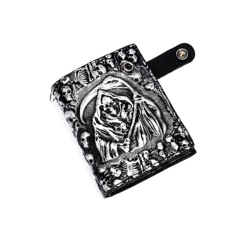Men's Rock Personality Skull Death Short Chain Men's Wallet