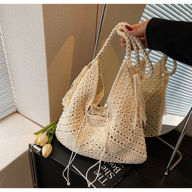 Women's Large Capacity Woven Summer Seaside Vacation Women's Shoulder Bag